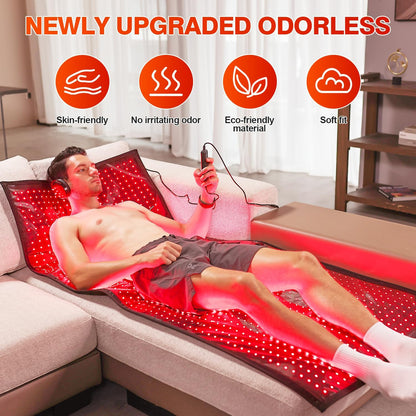 Red Light Therapy for Body, 2632 Leds Red Light Therapy Mat for Full Body, 88"X83" Infrared Light Therapy Blanket 660Nm & 850Nm Dual Wavelength Pain Relief & Recovery