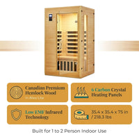 2024 Upgrade 1 to 2 Person Infrared Sauna, Low EMF Infrared Sauna for Home, Indoor Sauna Room, Hemlock Wooden Far Infrared Sauna, Dry Sauna with Bluetooth Speakers, LED Reading and Chromotherapy Lamp — Results & Stats