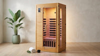 2024 Upgrade 1 to 2 Person Infrared Sauna, Low EMF Infrared Sauna for Home, Indoor Sauna Room, Hemlock Wooden Far Infrared Sauna, Dry Sauna with Bluetooth Speakers, LED Reading and Chromotherapy Lamp — Lifestyle
