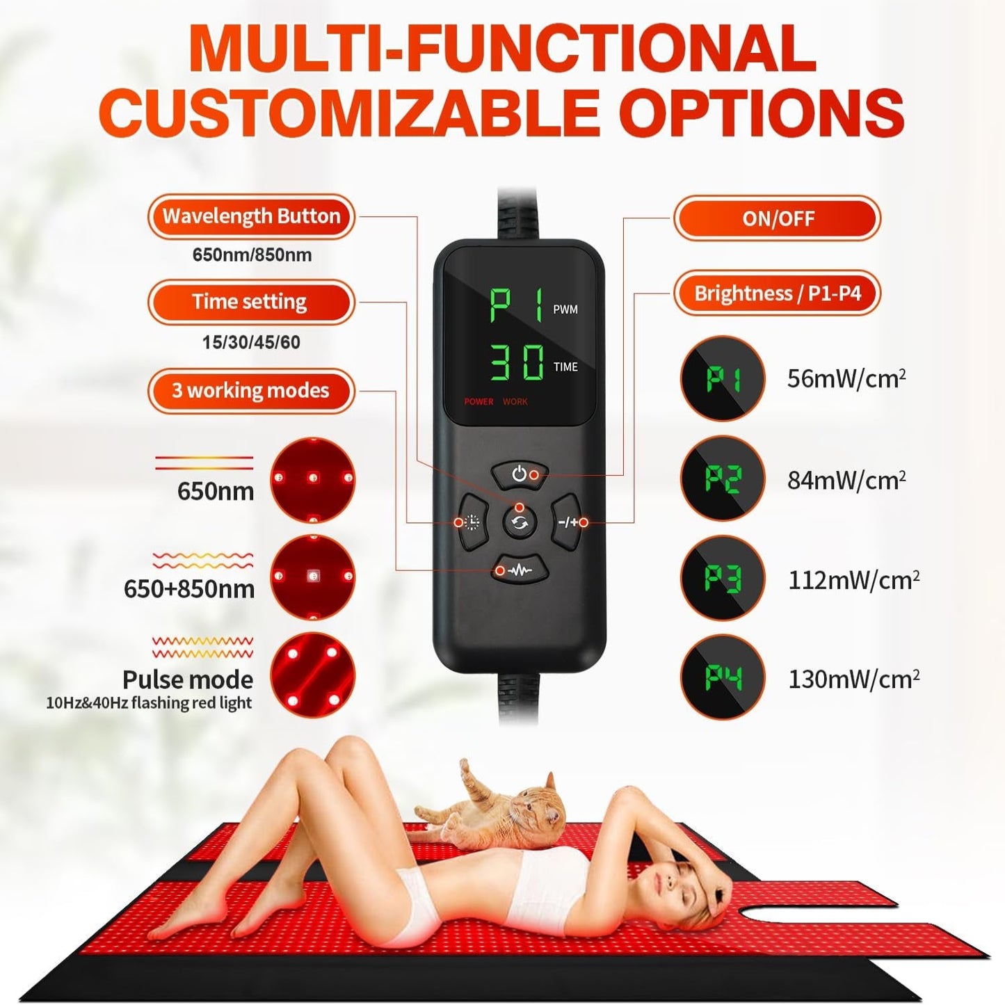 Red Light Therapy for Body, 2632 Leds Red Light Therapy Mat for Full Body, 88"X83" Infrared Light Therapy Blanket 660Nm & 850Nm Dual Wavelength Pain Relief & Recovery