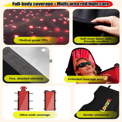 Red Light Therapy Mat for Full Body — 81"X33" Infrared Red Light Mat with 2,710 (660Nm & 850Nm) Leds for Home Use