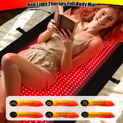 Red Light Therapy Mat for Full Body — 81"X33" Infrared Red Light Mat with 2,710 (660Nm & 850Nm) Leds for Home Use