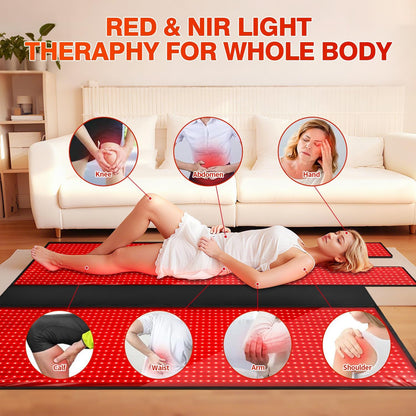 Red Light Therapy for Body, 2632 Leds Red Light Therapy Mat for Full Body, 88"X83" Infrared Light Therapy Blanket 660Nm & 850Nm Dual Wavelength Pain Relief & Recovery