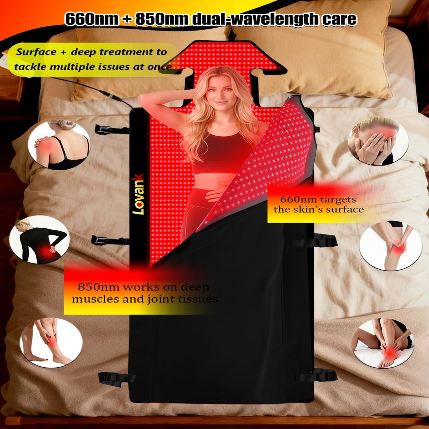 Red Light Therapy Mat for Full Body — 81"X33" Infrared Red Light Mat with 2,710 (660Nm & 850Nm) Leds for Home Use