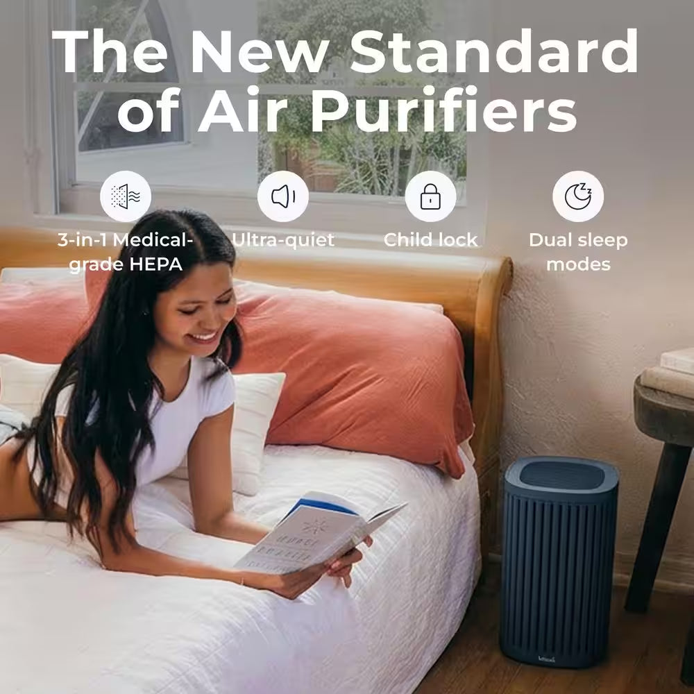 The Air Purifier 3-In-1, Ultra-Quiet, Medical Grade, True HEPA Filter, AHAM Verifide, up to 975 Sq Ft, in White