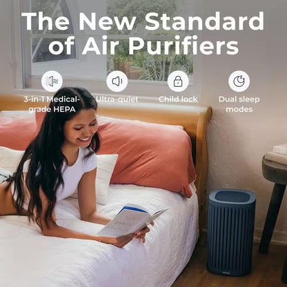 The Air Purifier 3-In-1, Ultra-Quiet, Medical Grade, True HEPA Filter, AHAM Verifide, up to 975 Sq Ft, in White