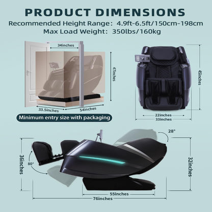 Massage Chair Full Body, 4D Zero Gravity Massage Chairs, 20 Auto Modes, 11 Massage Technique, 40 Airbags Shiatsu Massage, APP Control with Hifi Bluetooth Speaker Black