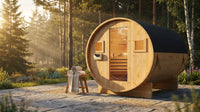 Outdoor Traditional Barrel Sauna | 4-6 Person Wood Sauna, Steam and Wet Sauna with 220V with 6KW Electric Heater, Sauna Stone — Lifestyle