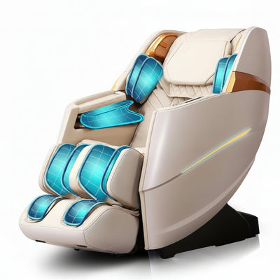 Massage Chair Full Body, 4D Zero Gravity Massage Chairs, 20 Auto Modes, 11 Massage Technique, 40 Airbags Shiatsu Massage, APP Control with Hifi Bluetooth Speaker Beige
