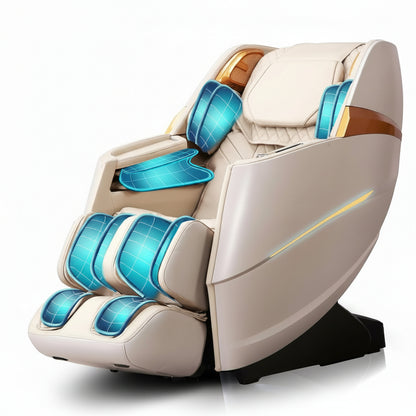 Massage Chair Full Body, 4D Zero Gravity Massage Chairs, 20 Auto Modes, 11 Massage Technique, 40 Airbags Shiatsu Massage, APP Control with Hifi Bluetooth Speaker Beige