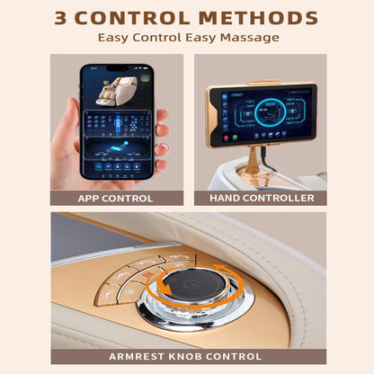 Massage Chair Full Body, 4D Zero Gravity Massage Chairs, 20 Auto Modes, 11 Massage Technique, 40 Airbags Shiatsu Massage, APP Control with Hifi Bluetooth Speaker Beige